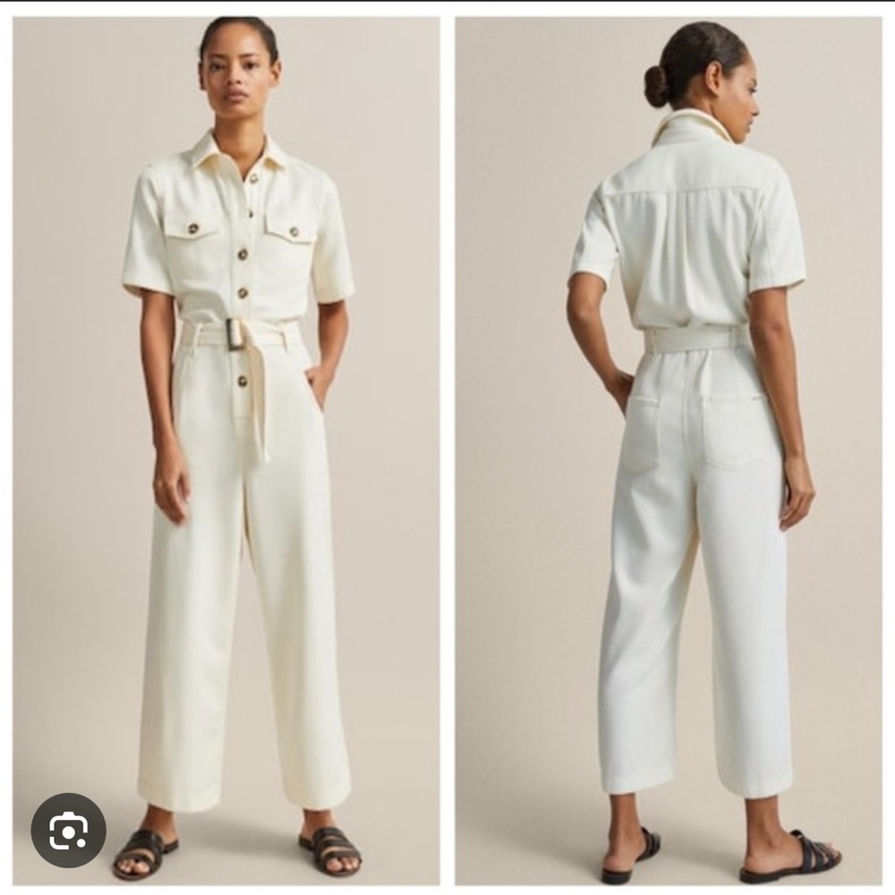 White Button-Up Jumpsuit